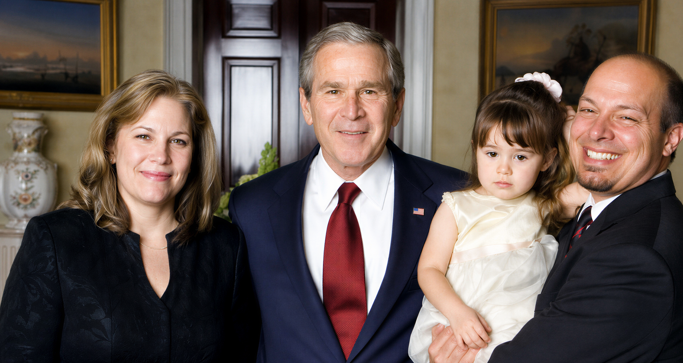 The Lancaster family with President Bush